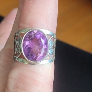 Sterling silver genuine amethyst ring